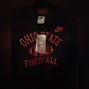 Nike Black Hoodie with Red Ohio State Football Graphics